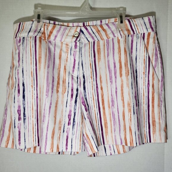 Isaac Mizrahi Pants - Isaac Mizrahi Stretch Tailored Shorts Size 16 Watercolor Stripes